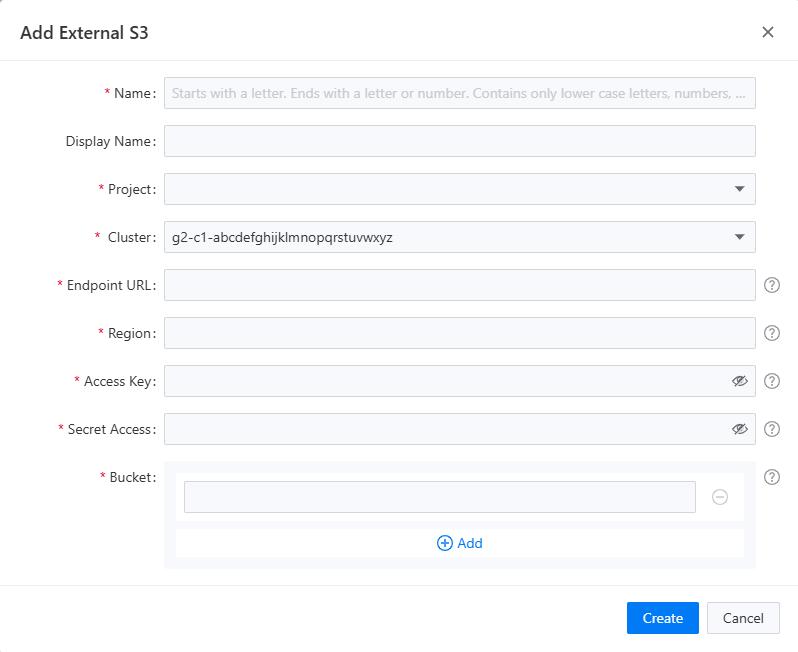 register external S3